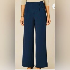 NWT Democracy 8P AB Solution Skyrise Wide Leg Side Panel Dark Blue Pant Trouser